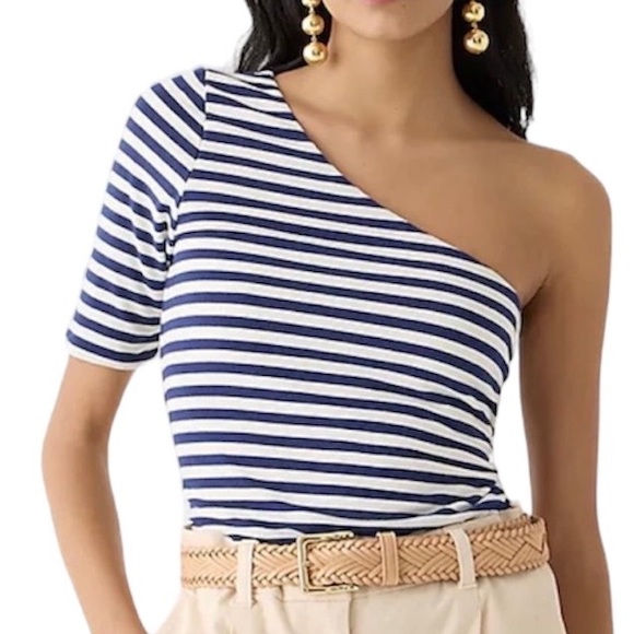 J. Crew Tops - NWT JCrew one shoulder stripe form knit tee Size M